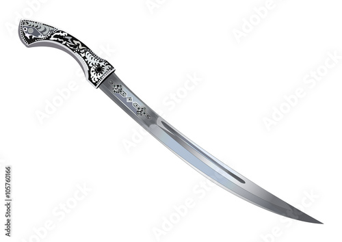 Sword, scimitar, vector illustration. Isolated on white.