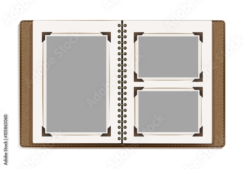 aged photo album pages with retro photo frames. vector design te