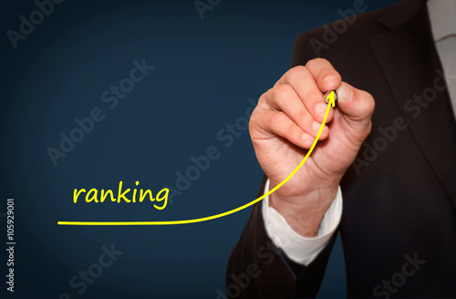 Businessman draw growing line symbolize growing ranking