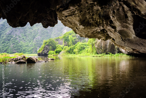 View of the Ngo Dong River from natural grotto, Vietnam