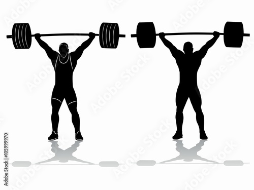 silhouette of weightlifter , vector drawing