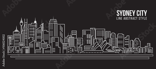 Cityscape Building Line art Vector Illustration design - Sydney city