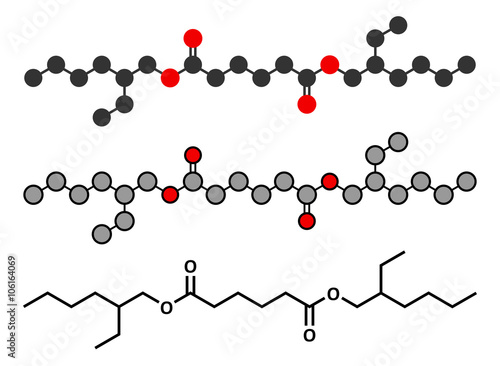 Bis(2-ethylhexyl) adipate (DEHA, diisooctyl adipate) plasticizer molecule