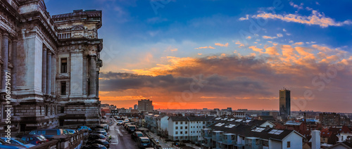 Cityscape of Brussels at sunset