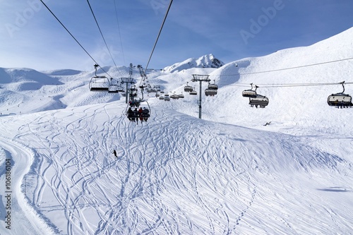 View from the chair lift, ski resort of Paradiski, France