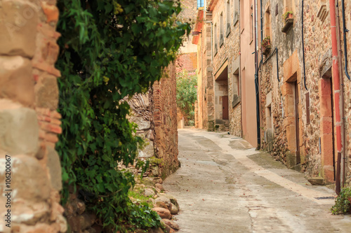 Deserted ancient street in medieval village