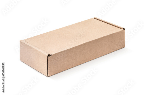 cardboard kraft box isolated on white background