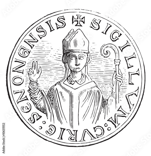 Seal of officialdom direction. The figure of the archbishop seen