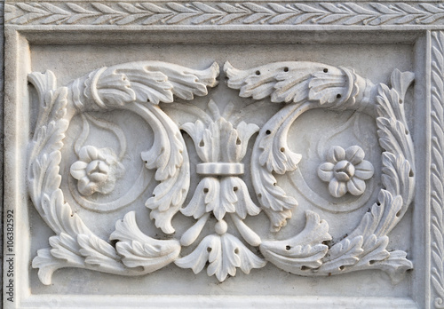 Ottoman-Turkish old marble carving with floral ornaments