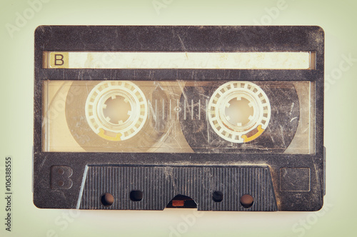 Cassette tape over solid background. vintage filtered 