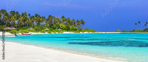 panorama of tropical beach in Maldives islands