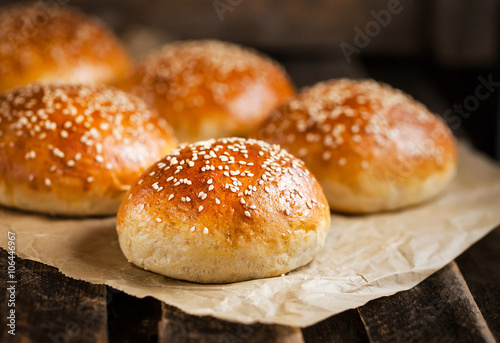 Fresh homemade burger buns