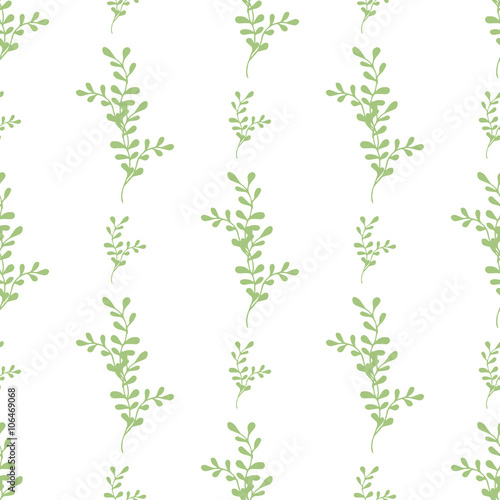 Vector seamless floral pattern with spring abstract nature plants. 