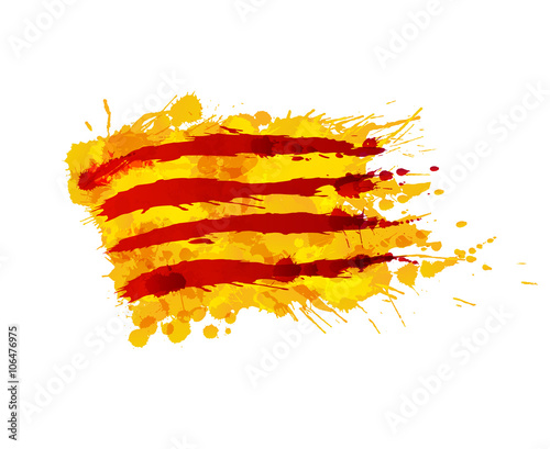 Flag of Catalonia made of colorful splashes