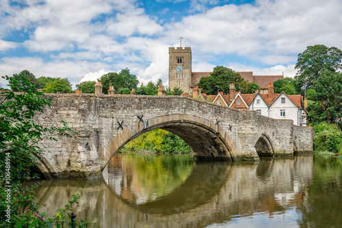 Rural Kent. View of Aylesford village with medieval bridge and church in Kent, England.