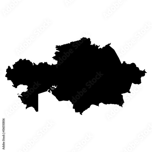 Kazakhstan black map on white background vector