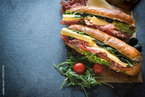 Juicy submarine sandwiches