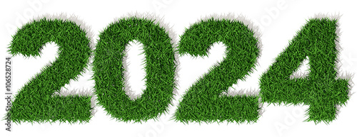 2024 anno 3d, prato erba verde, duemilaventiquattro, Buon Anno Felice