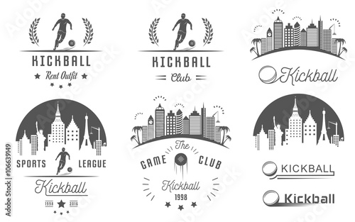 Set of Kickball Logo, Badges and Emblems
