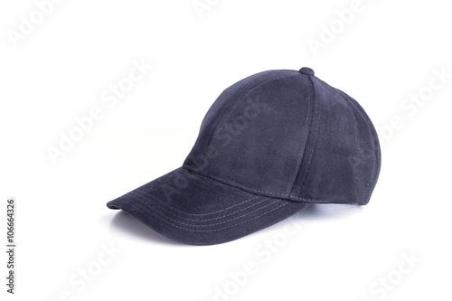 Close up new black baseball hat isolated on white