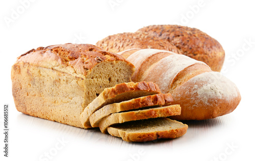 Composition with assorted baking products isolated on white