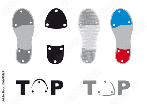 Tap dance shoes vector. Icons tap shoes. Sole tap shoes. Set dancing shoes on a white background