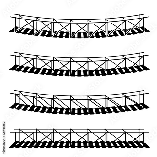vector simple rope suspension hanging bridge black symbol