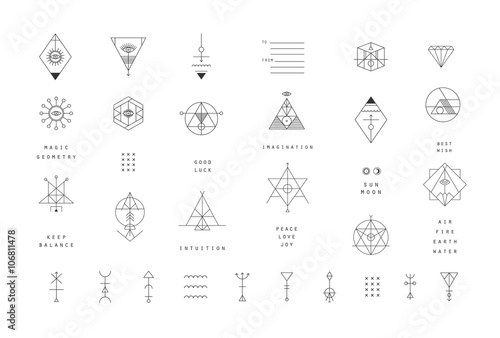 Zestaw ikon modne geometryczne wektor. Kolekcja symboli alchemii