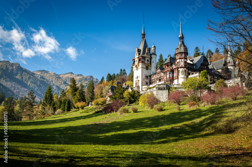 Sinaia, Romania - October 19th,2014 View of Peles castle in Sinaia, Romania, built by king Carol I of Romania. The castle is considered to be the most important historic building in Romania.