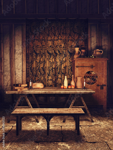 Jadalnia w średniowiecznym domu
