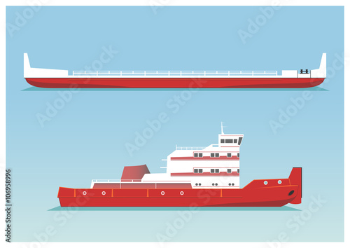 Tugboat and barge