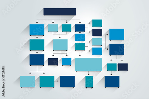 Fowchart. Blue Colored shadows scheme.