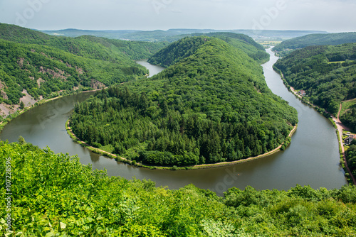 View from Cloef to Saarschleife, Saar river, Germany