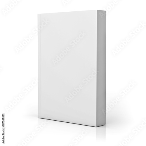 Blank paperback book cover isolated over white background with reflection