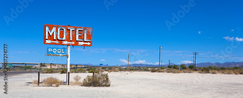 Abadoned, vintage motel sign on route 66