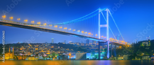 View of Bosphorus bridge at night Istanbul
