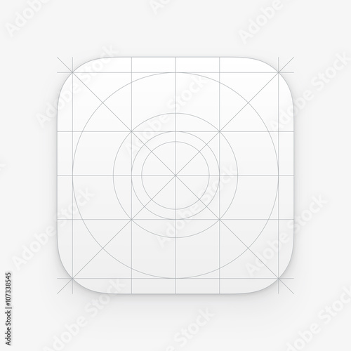 Application icon template with Guidelines, grids. Blank application icon for web and mobile. Vector isolated button