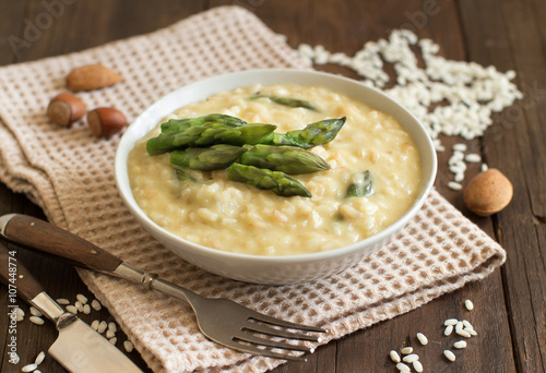 Asparagus risotto with parmesan and taleggio
