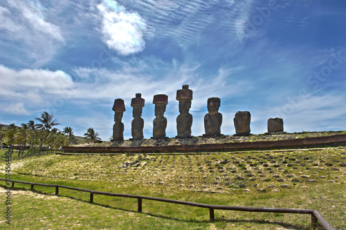 Easter Island and stone circle Te Pito Kura