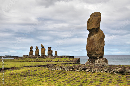 Easter Island and stone circle Te Pito Kura