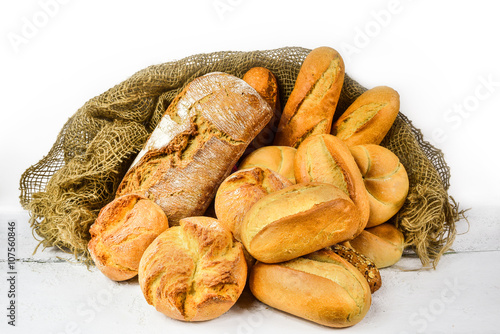 Different types of bread and rolls