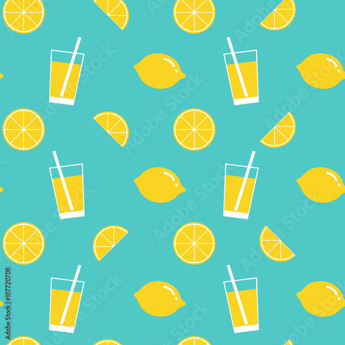 lemon and lemonade seamless pattern background