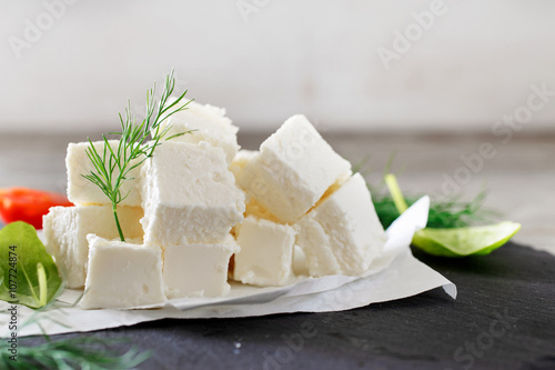 Sliced feta cheese