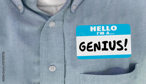 Genius Smart Intelligent Educated Name Tag Sticker Word Shirt