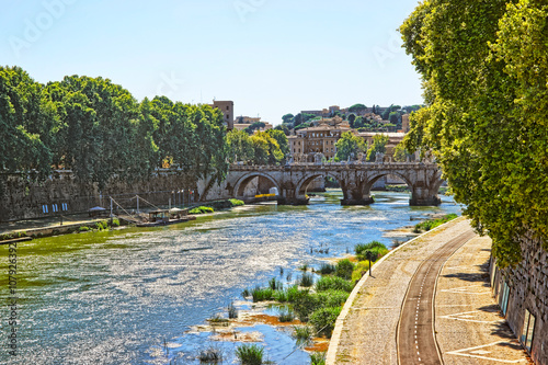 Ponte Sant Angelo Bridge over Tiber River