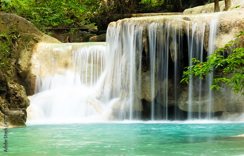 Deep Forest Waterfall in Kanchanaburi, Thailand