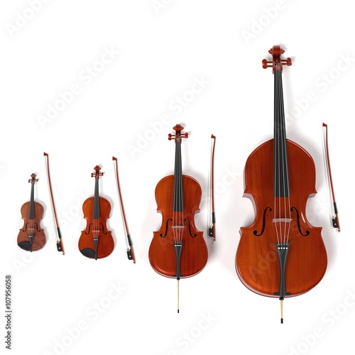 3d rendering of string musical instruments