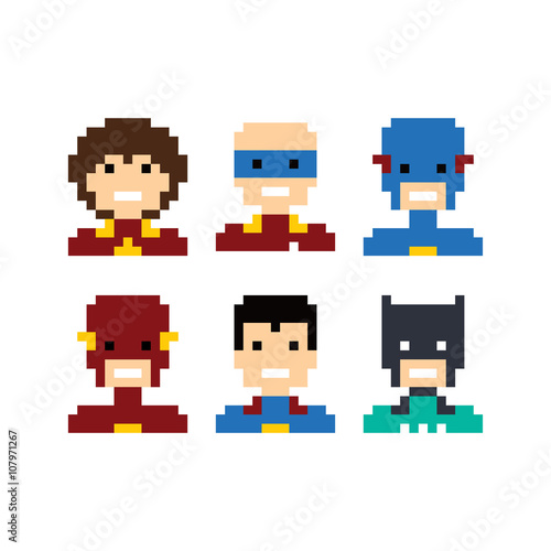 pixel people superhero avatar set