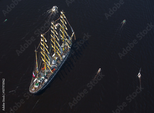 Tall ship race. Regatta in Baltic sea. Latvia.