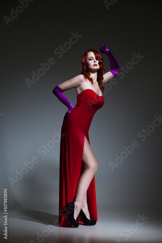 Woman dressed like Jessica Rabbit